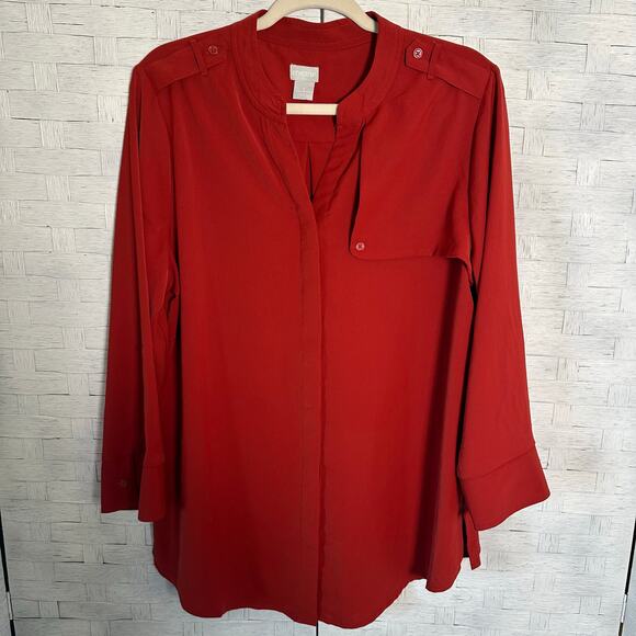 Chico’s women’s blouse, shooting jacket burnt orange quiet luxury heritage fall - Picture 1 of 10
